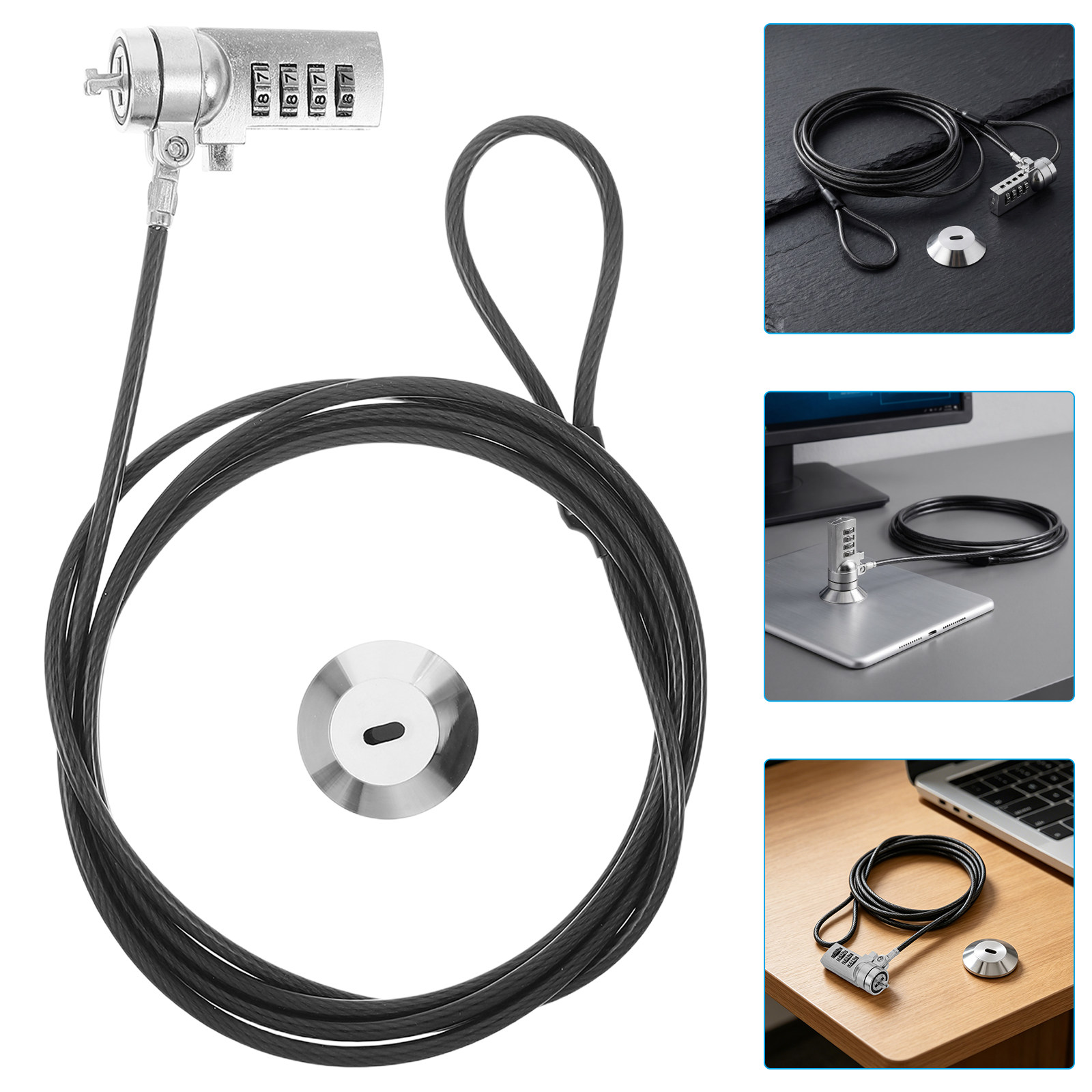 Cable Lock Laptop - 1 Set Dizüstü Bilgisayar Kilidi Kombinasyonlu