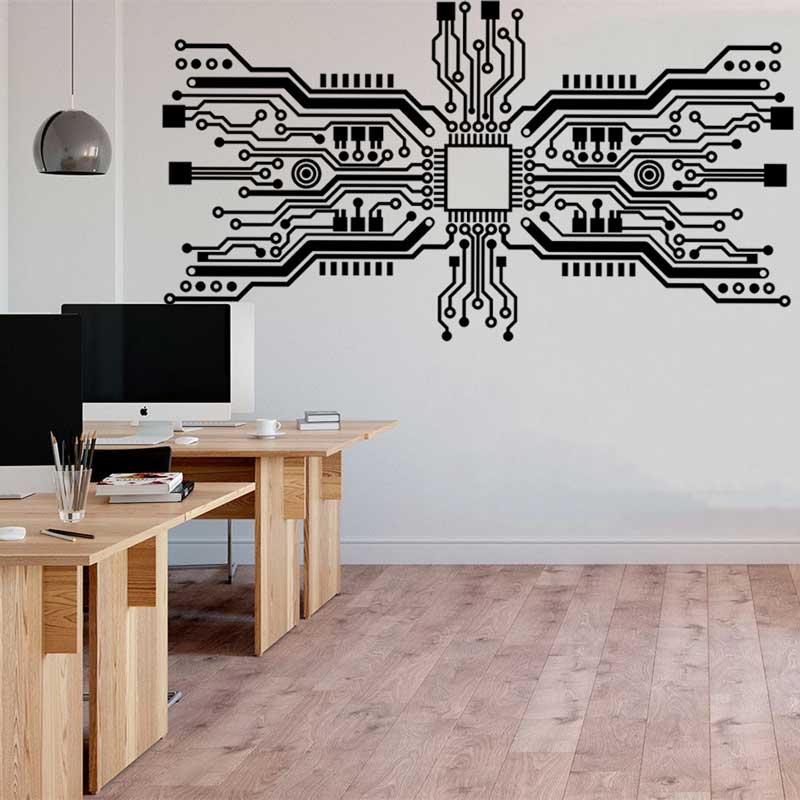 Office Tech Software - Devre çipi duvar Sticker teknoloji CPU